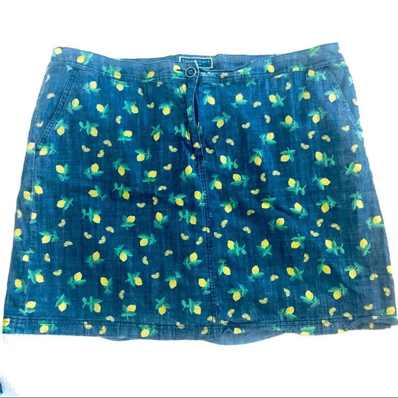 Karen Scott Woman Lemon Print Chambray Skort size 18W - Picture 1 of 5